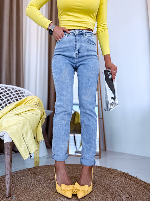 LIGHT BLUE, REGULAR FIT pants "DELICIOUS" T253-4